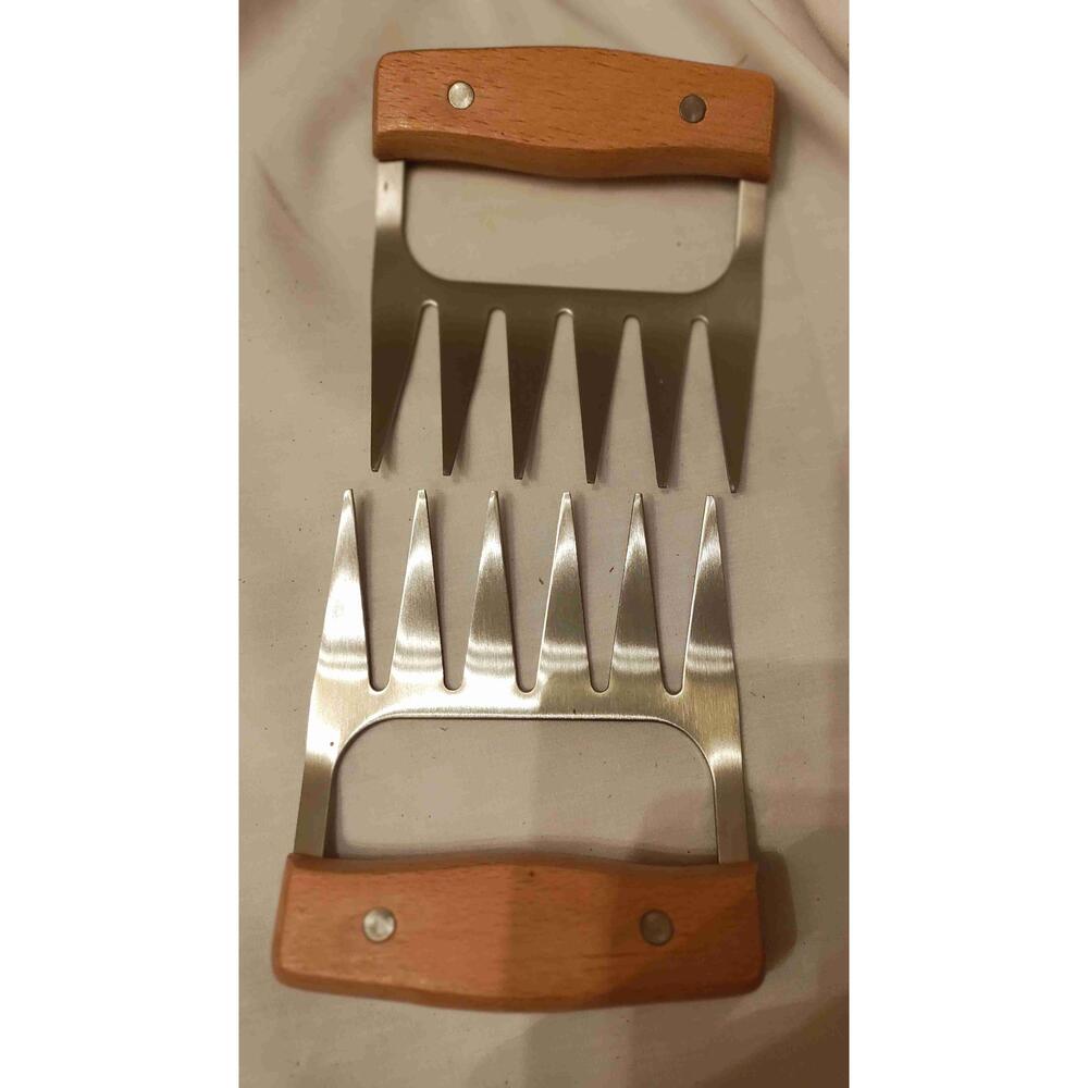 The Spring Shop Barbeque Stainless Steel Wooden Handles Meat Claws Hl9161811 - Picture 6 of 8